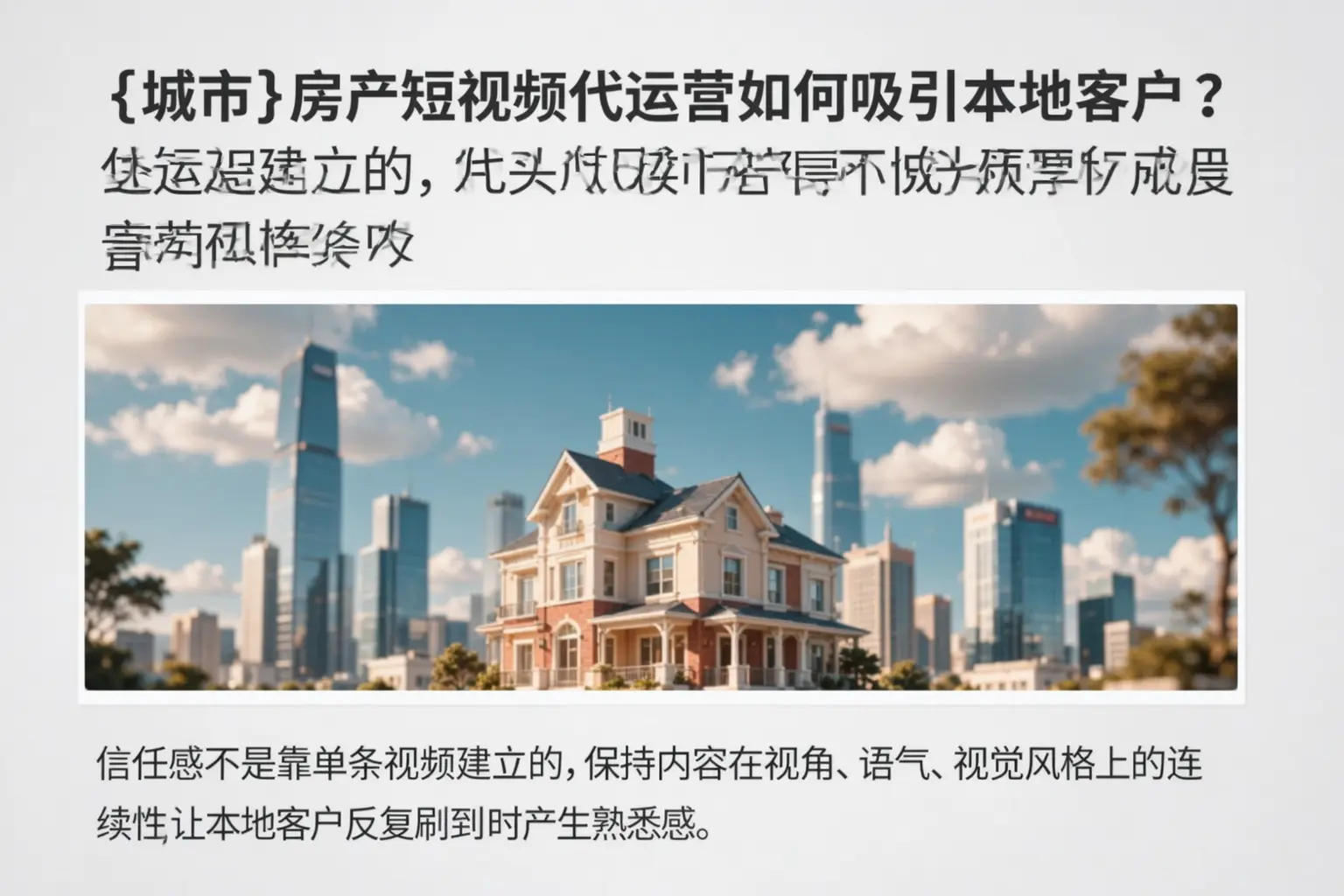 凉山房产短视频代运营如何吸引本地客户？