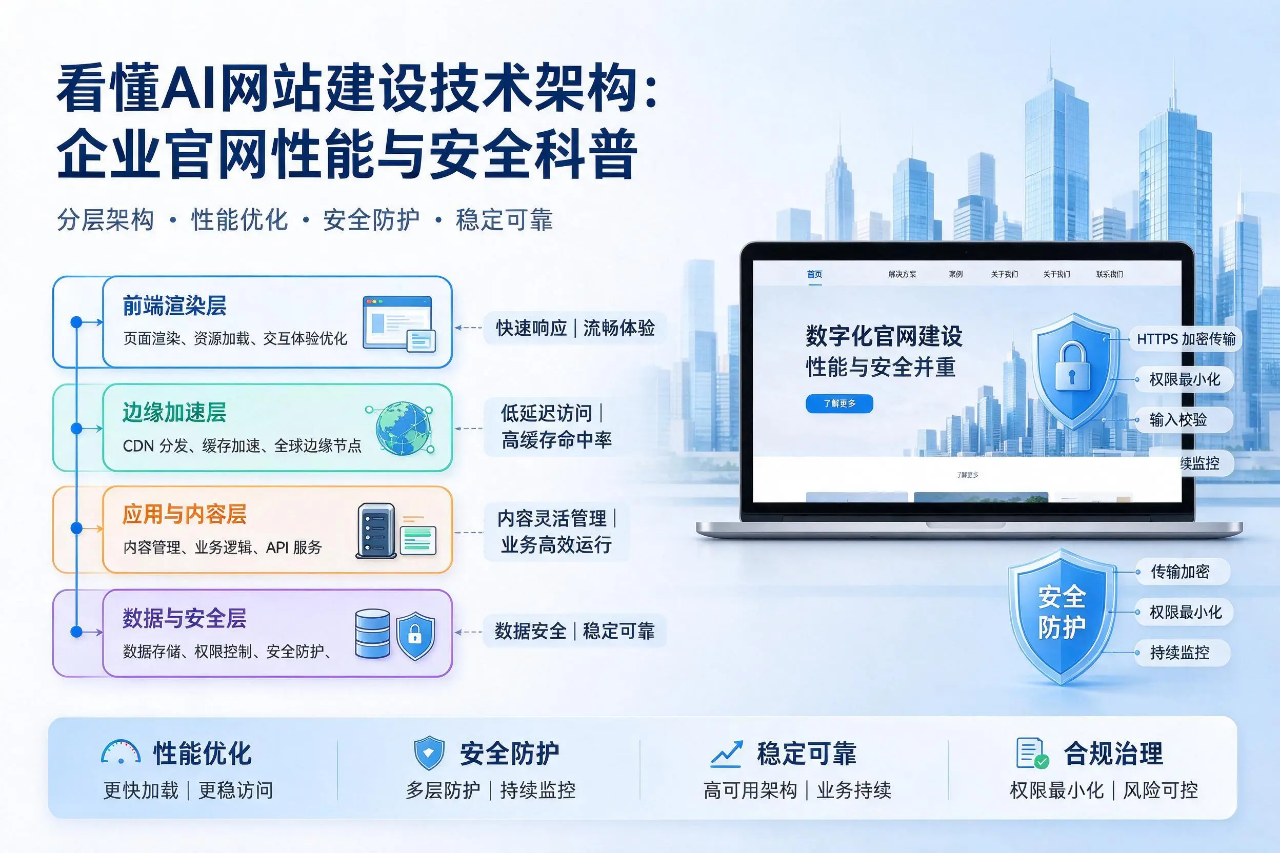看懂AI网站建设技术架构：凉山企业官网性能与安全科普