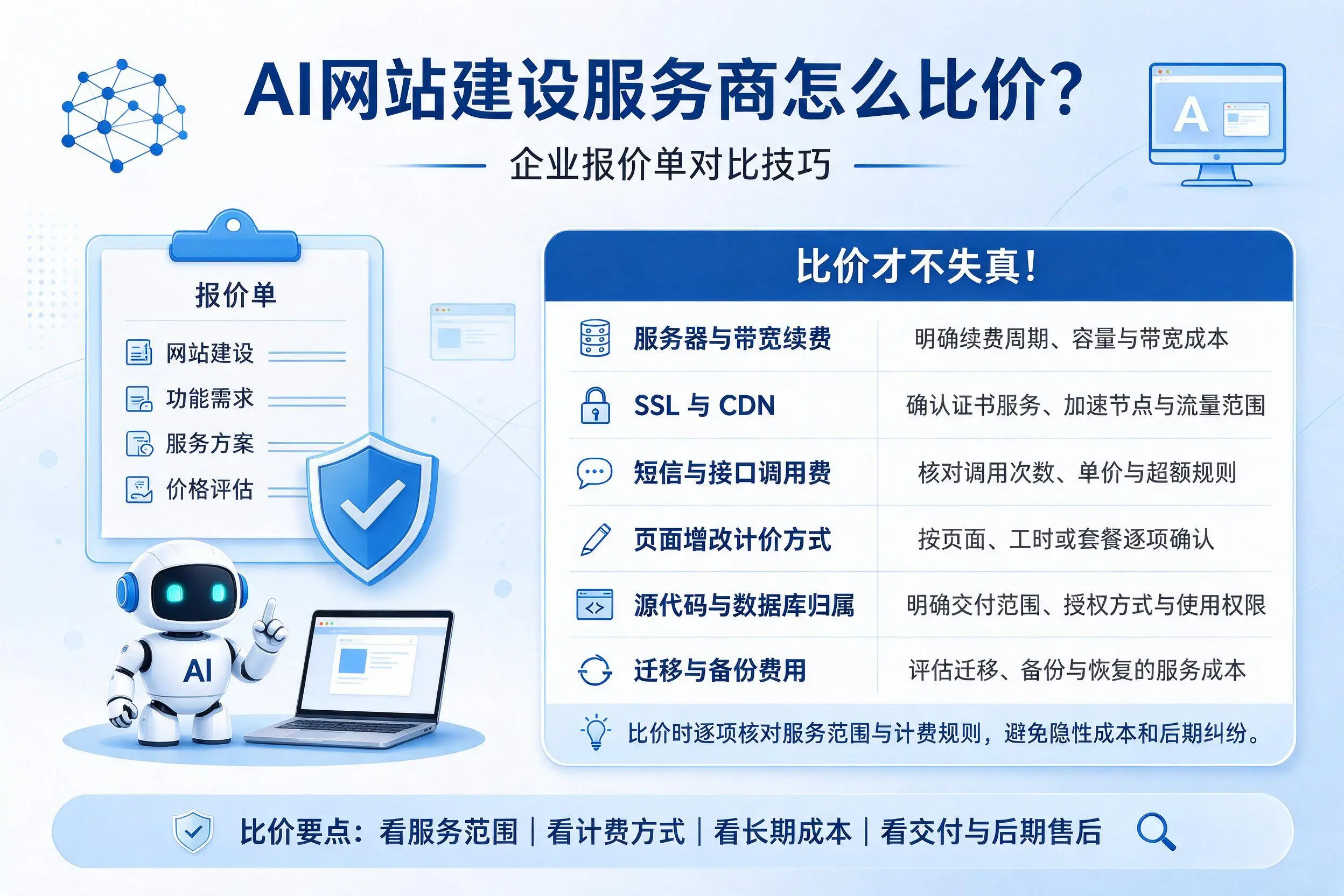 AI网站建设服务商怎么比价？凉山企业报价单对比技巧