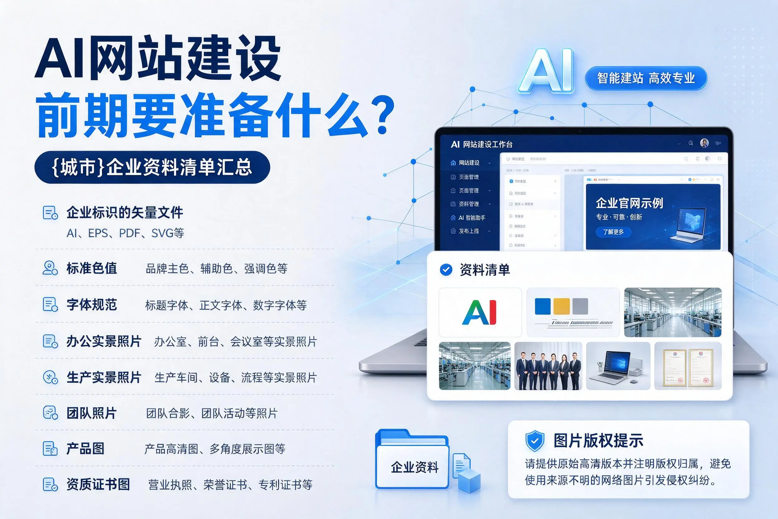 AI网站建设前期要准备什么?凉山企业资料清单汇总