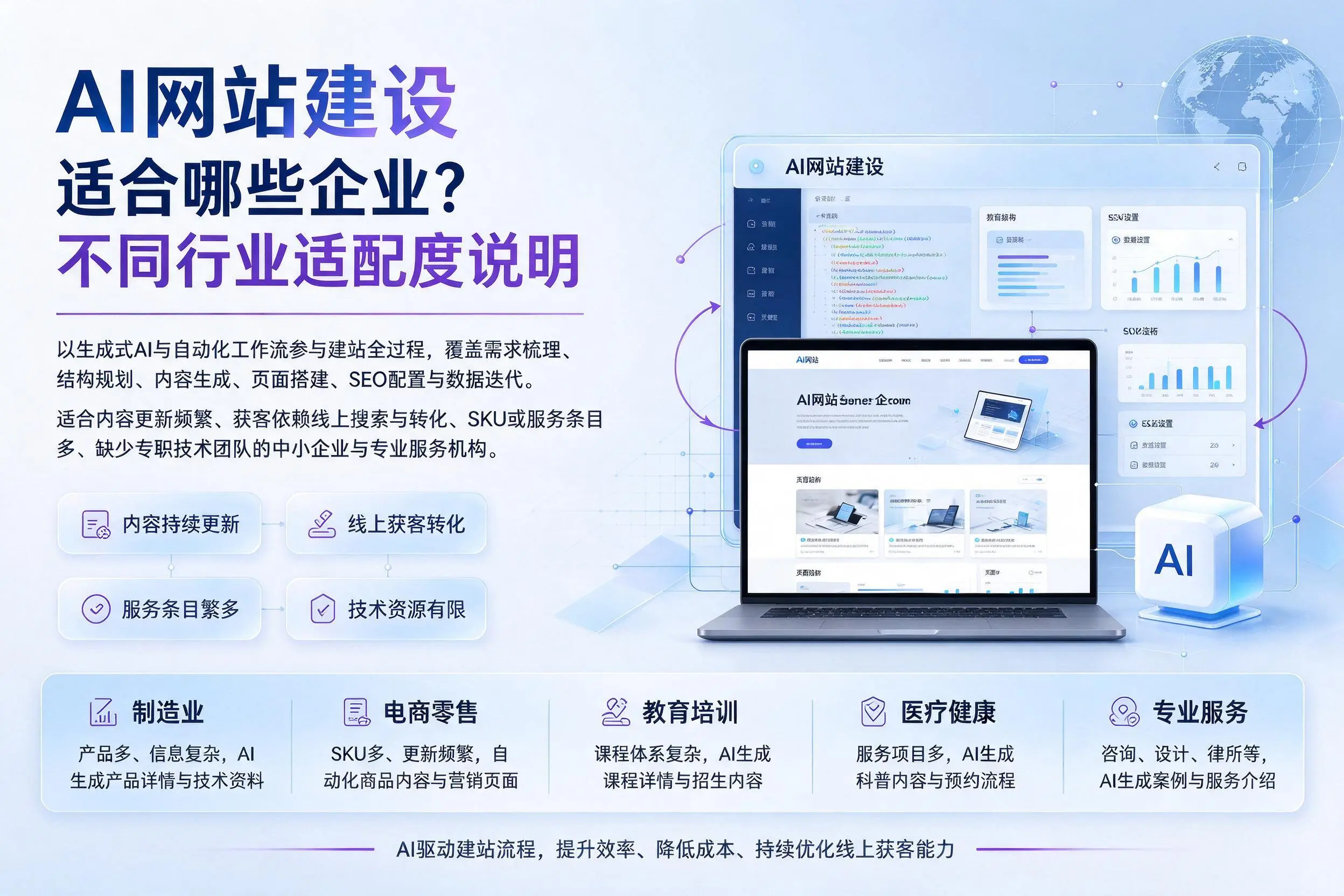 AI网站建设适合哪些企业?凉山不同行业适配度说明